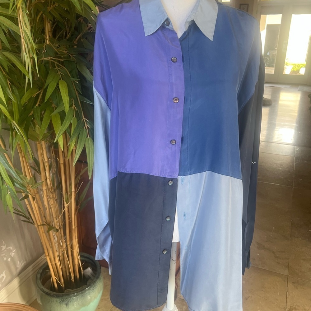 XINNO men’s color, Block 100% silk longsleeve dress shirt excellent condition - Picture 12 of 14
